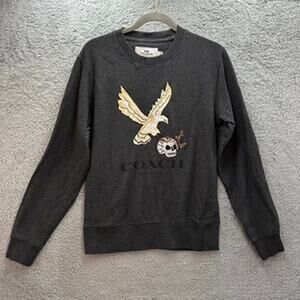 Coach Men's Small Gray Embroidered Eagle Skull Sweatshirt Crew‎ Neck Comfort
